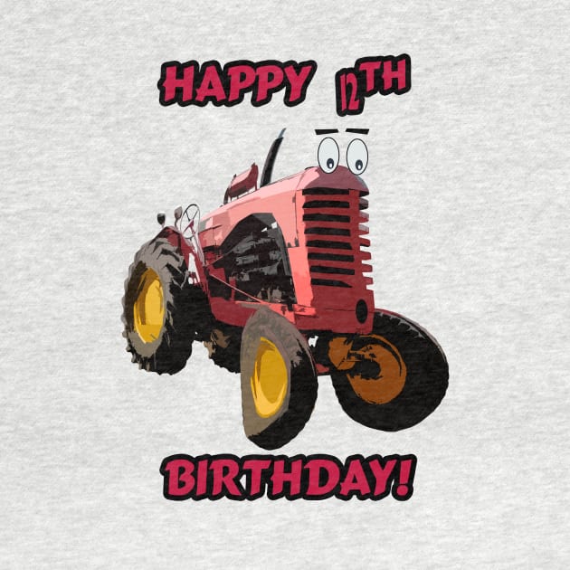 happy 12th birthday tractor design by seadogprints